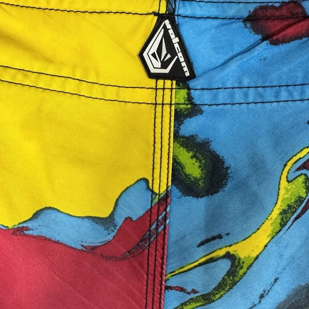 Volcom Annihilator Paintwash Board Shorts Size 36 Swim Trunks Y2K Abstract